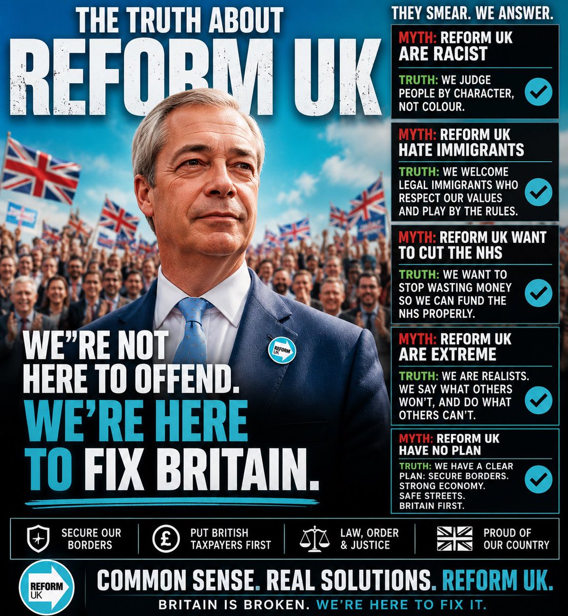FreedomMatty's tweet photo. Everything the establishment parties and their puppet media says are lies. This must be obvious by now.
They hate Reform UK. That should be all the signal you need! https://t.co/Mhde3TArCJ