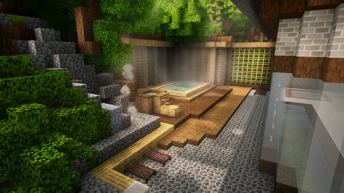 bun16085753's tweet photo. 朝日が入る露天風呂。

#マイクラ #マイクラ建築 #Minecraftbuilds https://t.co/LmbnCmhbqr