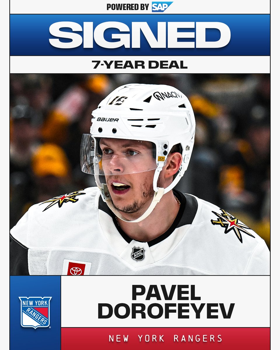 NHL's tweet photo. PEN TO PAPER ✒️

Pavel Dorofeyev signs a seven-year contract with his new team! 

Powered by @SAP https://t.co/9KHK5WrmGJ