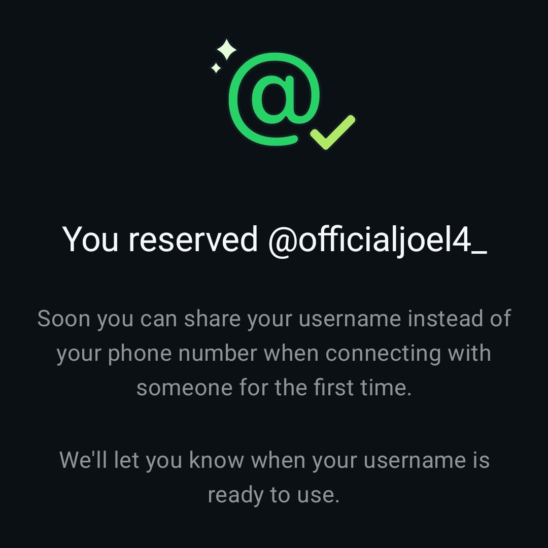 OfficialJoel4_'s tweet photo. Normal Brand Name on whatsapp!!

The username is only reserved for me in ALL SOCIAL MEDIA PLATFORMS😂😂 https://t.co/MrqUR7aov6