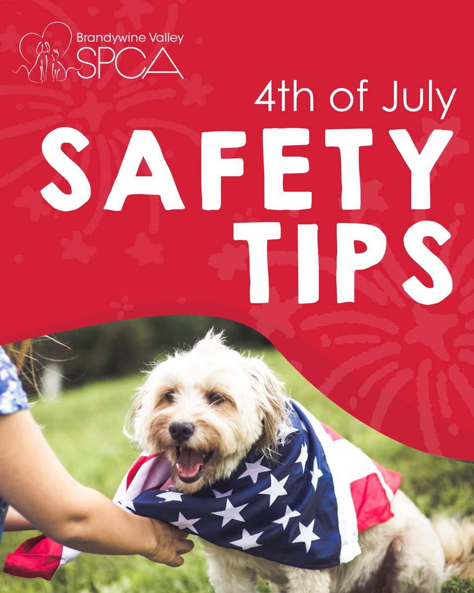 BrandywineSPCA's tweet photo. Fireworks, cookouts, and celebrations are just around the corner! Make sure your pets are set up for the holiday and if your pet is lost, try searching with Petco Love Lost. https://t.co/uXvjtqHMpz

All of our campuses will be CLOSED July 4 and will reopen on Sun. July 5. ❤️🤍💙 https://t.co/O6b2K5vbpU