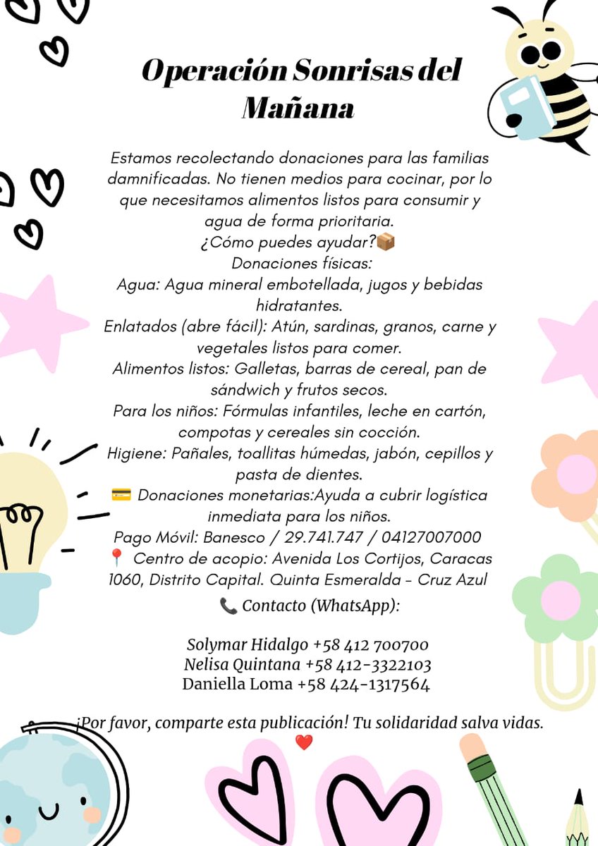 Cenxy2202's tweet photo. #ATENCIÓN 

Estamos recolectando donaciones para atender urgentemente a los damnificados en la ciudad capital.

Si son de Caracas, por favor DONAR insumos físicos que están en la lista.

Si son del resto del país, por favor DONAR monetariamente; les dejamos los datos bancarios. https://t.co/7hRPbeZnke