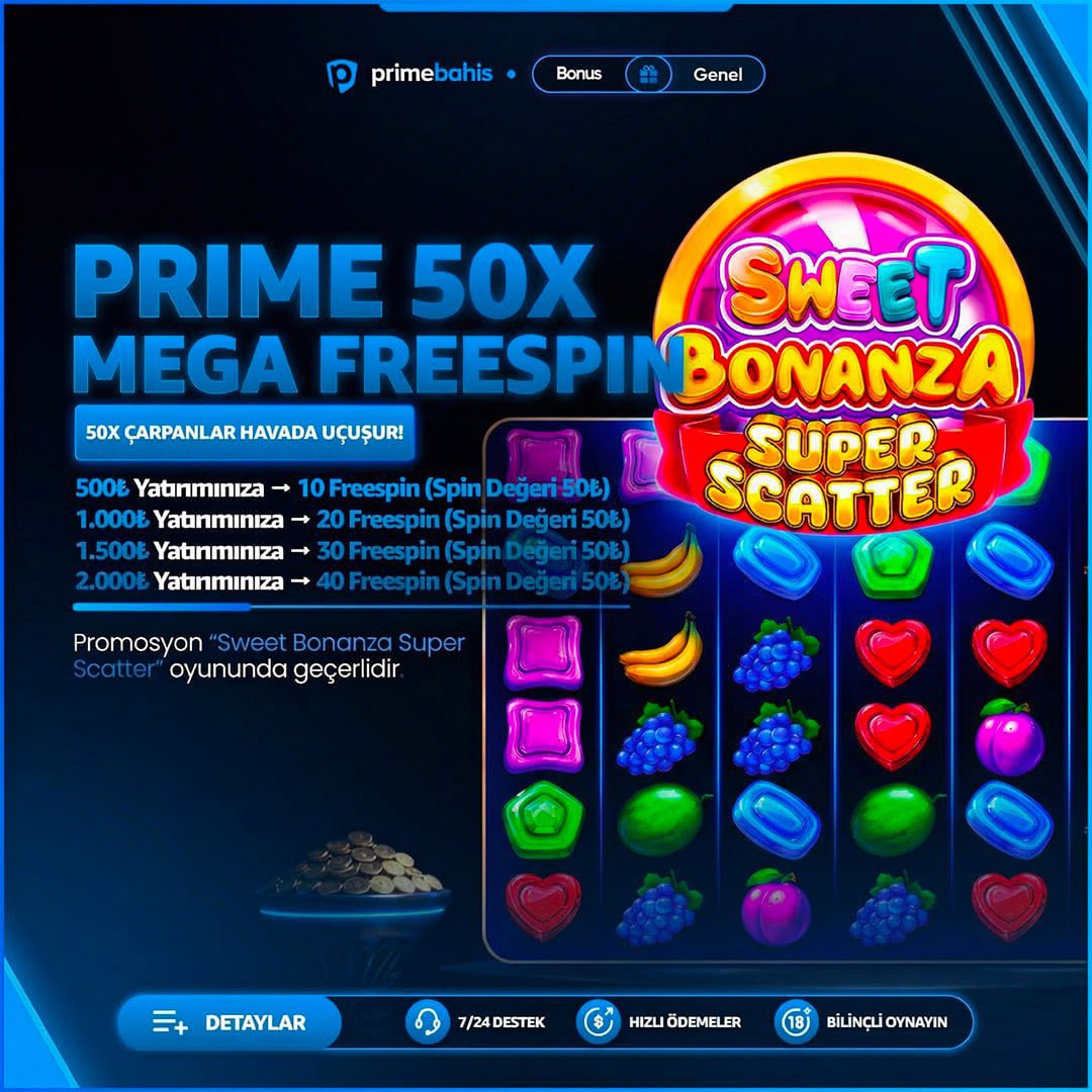 PrimeGuncel's tweet photo. #PRIME 50X MEGA #FREESPIN 

50X Çarpanlar Havada Uçuşuyor 

500₺ → 10 FS (50₺)
1.000₺ → 20 FS (50₺)
1.500₺ → 30 FS (50₺)
2.000₺ → 40 FS (50₺)

✔️  Sweet Bonanza Super Scatter Oyununda Geçerli 
 
🌼  #Primebahis ile Kazancın Katlanır 

⚡️ Güncel Giriş Profilde https://t.co/EuUjyElMc2