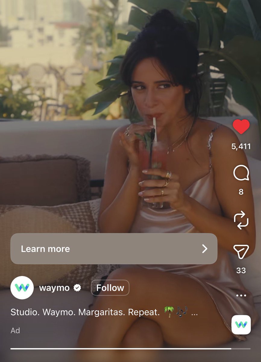 Camilasfirstman's tweet photo. Waymo’s Instagram ads featuring Camila Cabello. Exactly. https://t.co/DQJRrpTFSy