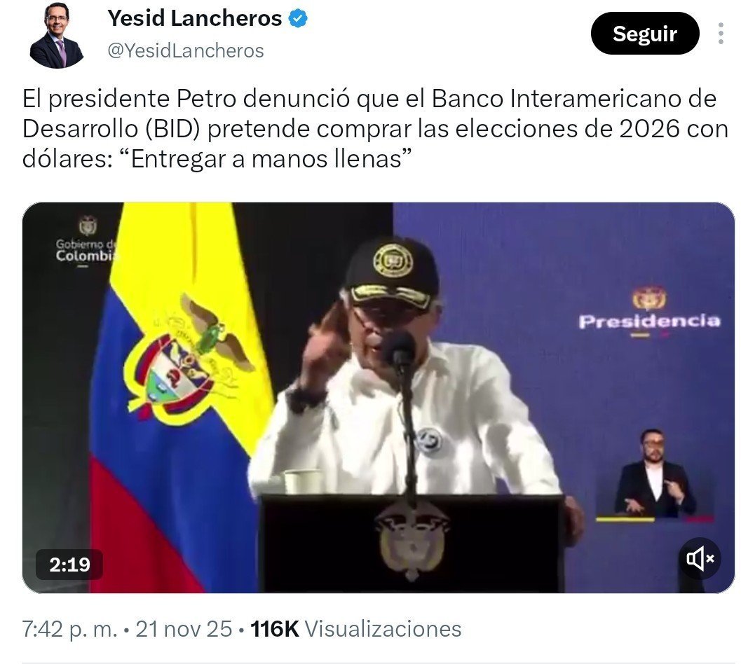 reiconsort's tweet photo. Petro ya había anunciado la injerencia del BID en las elecciones 2026 donde Bernardo Moreno fue el presidente https://t.co/1UfGZcaWlP