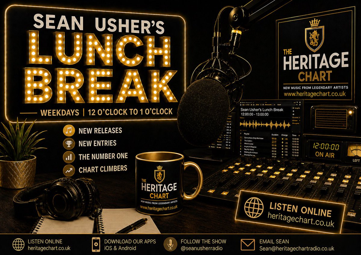 SeanUsherRadio's tweet photo. Tonight from midnight on Heritage Chart Radio . https://t.co/jehg9hVpVl