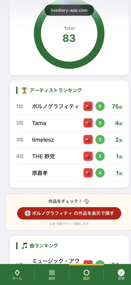 thump_man's tweet photo. 昨日参戦したtimeleszのライブを、ライブ参戦管理アプリ「LIVE DIARY🍊」に登録完了！

セトリも登録して思い出を残すことができる！

timeleszの参戦数はもっと増やしていきたい！

#timelesz

#timelesz_episode2 https://t.co/j2D8e2Y022
