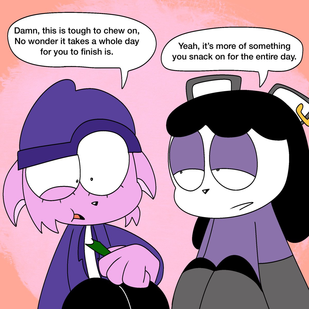 Joshcool125's tweet photo. With the last day of pride month here, I figured a good way to celebrate the final day is with this cute little comic of Angie being interested in Sad Panda's snack 🎍
(Commissioned from @ClayPlushDaily, good work as always 👌)
@aferalsunflower #CatchingUp #CatchingUpToon https://t.co/wr81wTdNwj