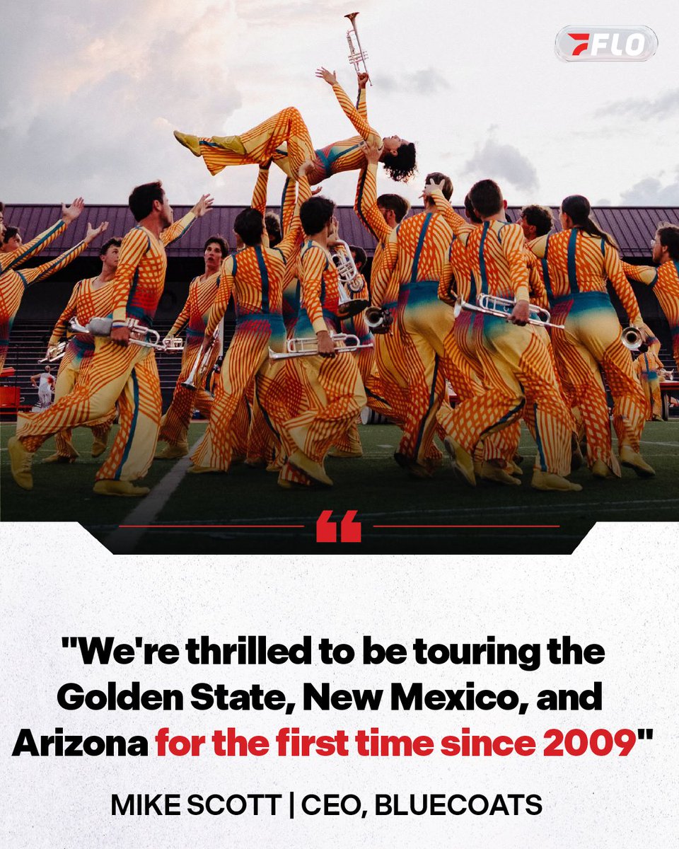 FloMarching's tweet photo. The @Bluecoats are in California for the first time since 2009. Sunday, they will see SCV, the BD and many more at DCI West.

Trying to visit a rehearsal or stream "Gravity &amp; Grace" live? Here's the info 🤩

#DCI2026 I June 26-Aug. 8 | Live On Flo

https://t.co/WbRjO7X9Sd https://t.co/0hp3DSa82F