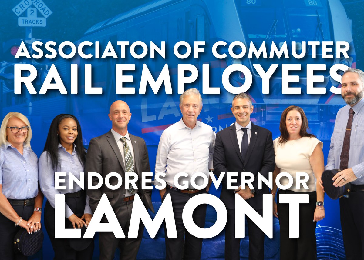 NedLamont's tweet photo. I’m proud to be endorsed by the Association of Commuter Rail Employees. I’m excited to continue to work together with the dedicated men and women who keep our commuter rail system running safely and reliably! https://t.co/03qNMBVfWP