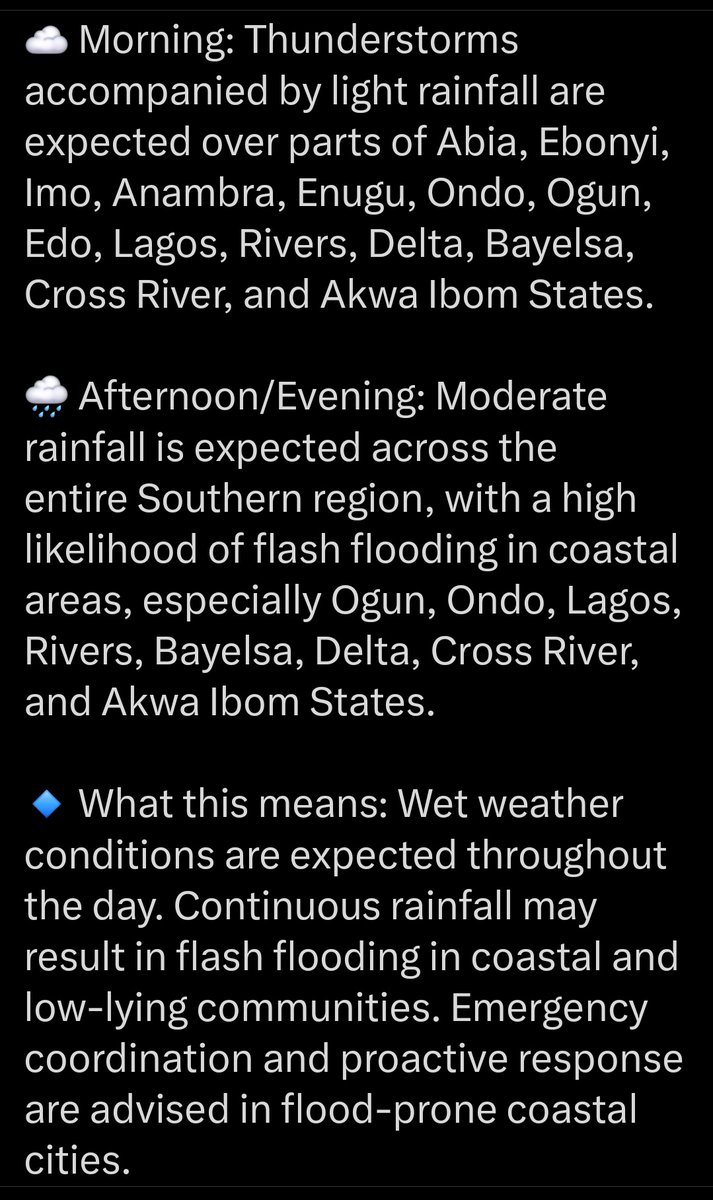 tolulopeab's tweet photo. @nimetnigeria has a warning for us in Lagos for tomorrow. https://t.co/U4lxCzq1D9