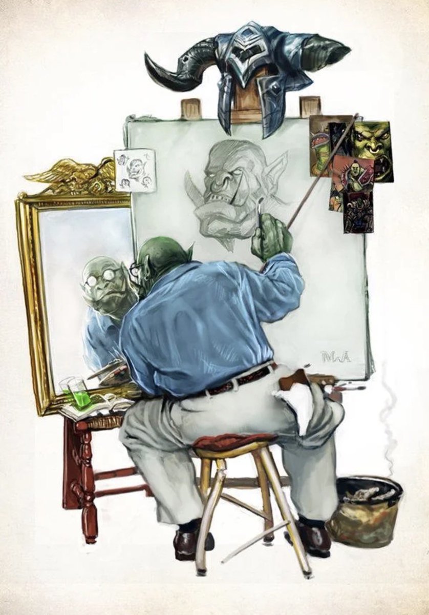 solisolsoli's tweet photo. Orc Triple Self-Portrait, by Michael Antrim https://t.co/nkI13Z3po0