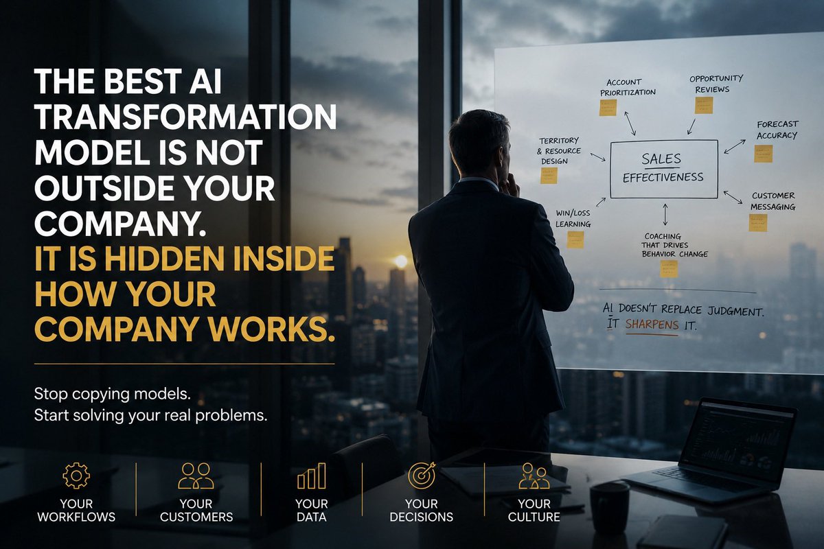 LeemoX's tweet photo. Al transformation should not be borrowed. It should be built.
In sales effectiveness, the real opportunity is not faster emails or better dashboards. It is sharper commercial judgment.

Full article below 👇🏼 https://t.co/858b1tbuX5