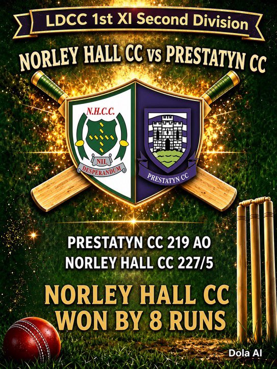 PrestatynCC's tweet photo. 1s Lose in a nail biter !

The 1s came agonisingly close to beating Norley hall.

Some awesome batting from Andy (57), Nauman (55) and Ben (39) got us close to what would’ve been a famous win!

Hopefully the guys can bounce back this week 🤞🏻 https://t.co/865Pap3KBS