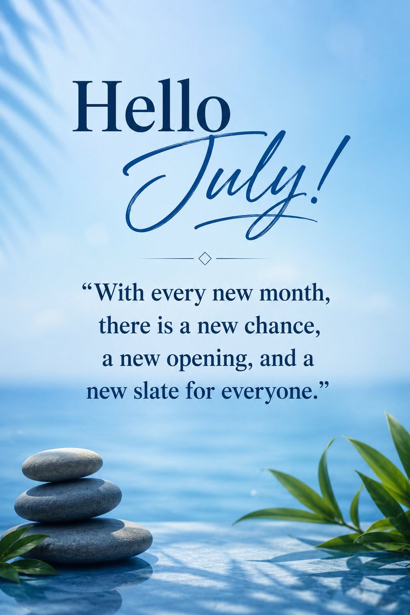 A_MasterMassage's tweet photo. Hello July!
"With every new month, there is a new chance, a new opening, and a new slate for everyone."
#HelloJuly #NewMonth #NewDay #NewBeginning #NewChance #NewOpening #NewSlate #NeverGiveUp #TakeCare https://t.co/iyIRs1tD68
