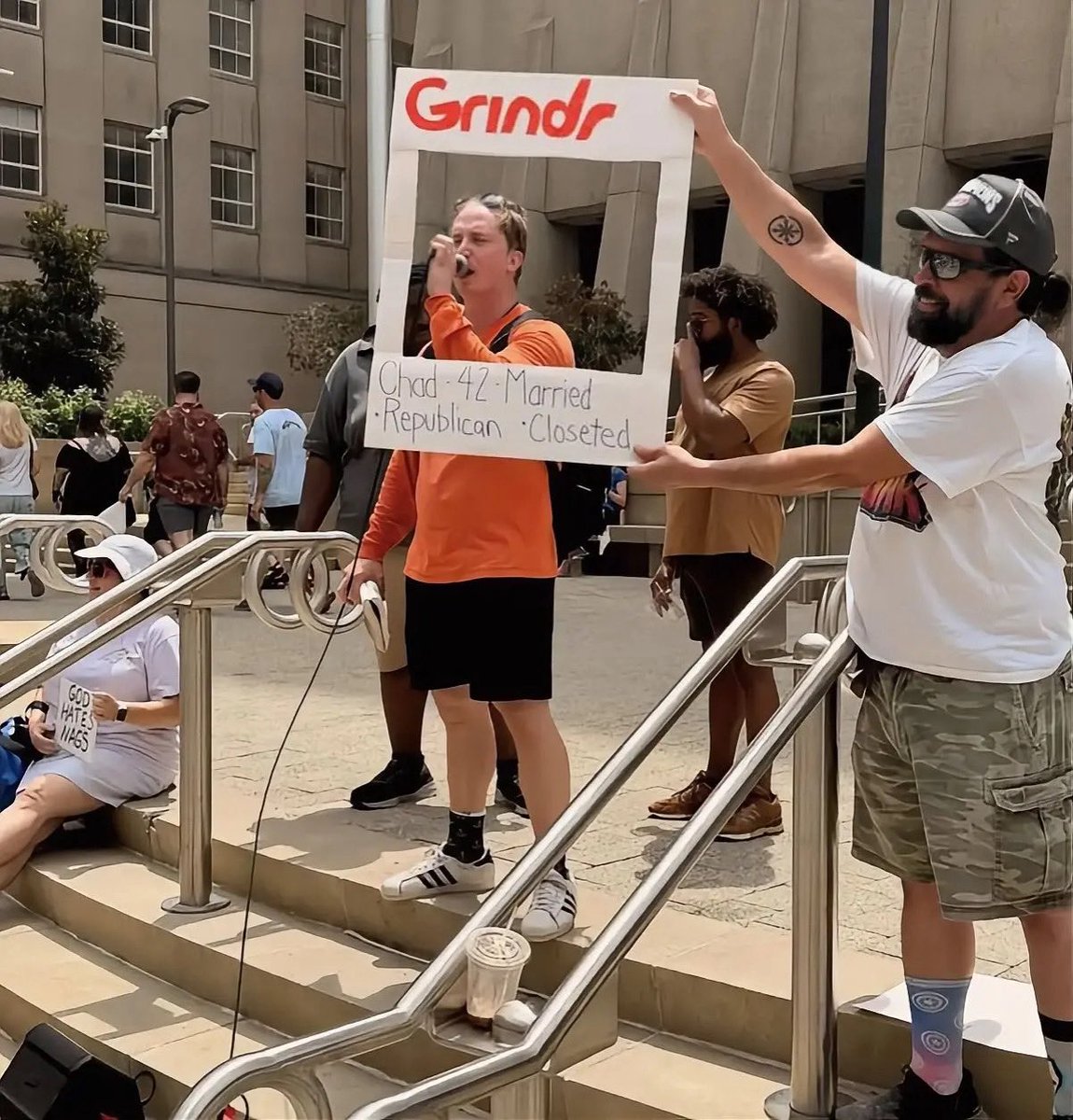 fiercepatricks's tweet photo. This dude was one of the loudest hate preachers at the Raleigh Pride fest this past weekend and got what he deserved https://t.co/KWP6WZ2BEx