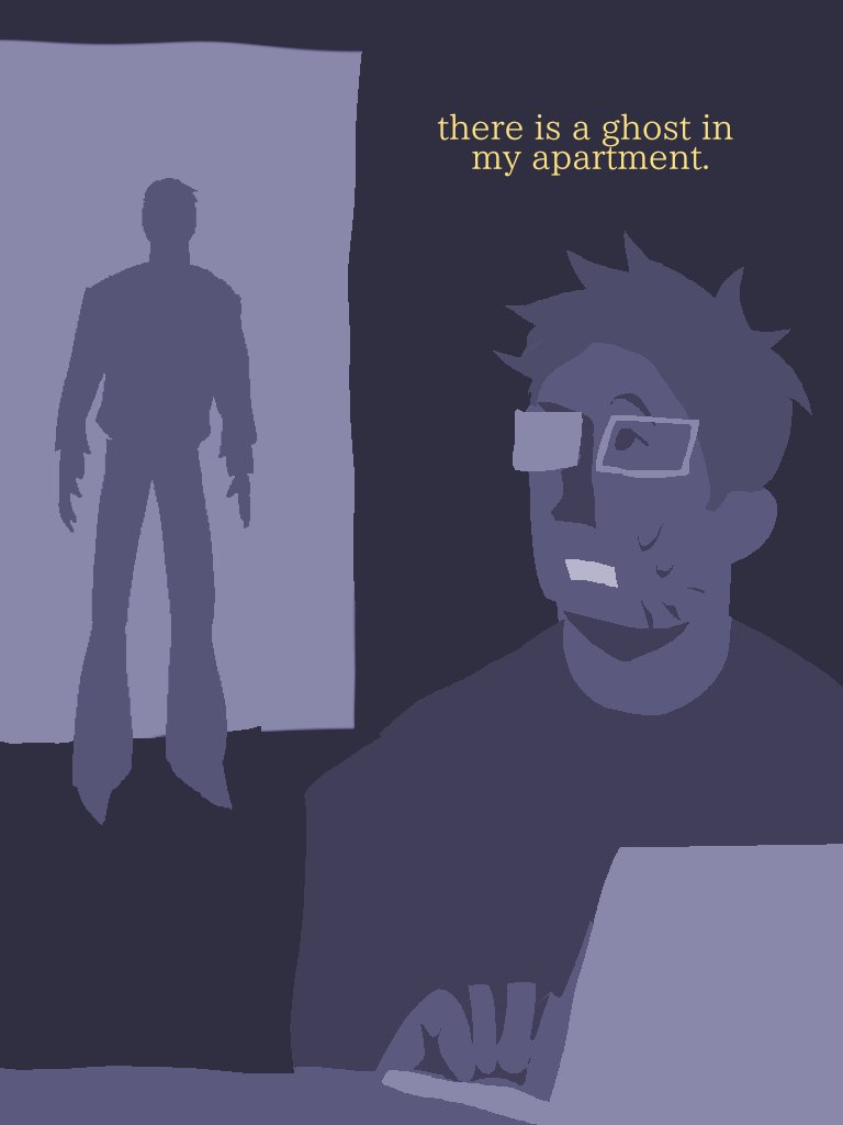 coleslawcolt's tweet photo. (1/3) there is a ghost in my apartment. #drivinglessons au comic [content warning for lots of pink blood lol] https://t.co/eYvE1aQvcb