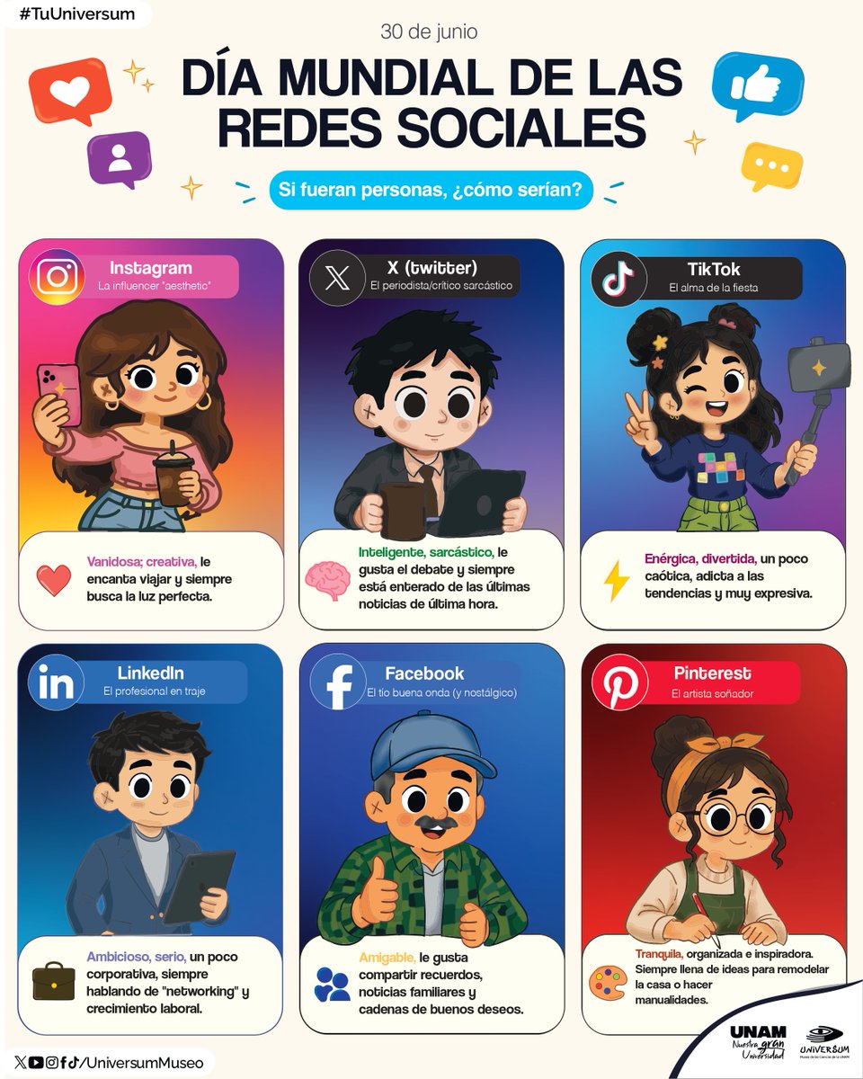 UniversumMuseo's tweet photo. Hoy celebramos a las redes sociales. 🤩💜💙
💻📱Importantes en la comunicación actual. 🗣️
¿Con cuál te identificas más? 👀

#TuUniversum https://t.co/nPHr6P00c5