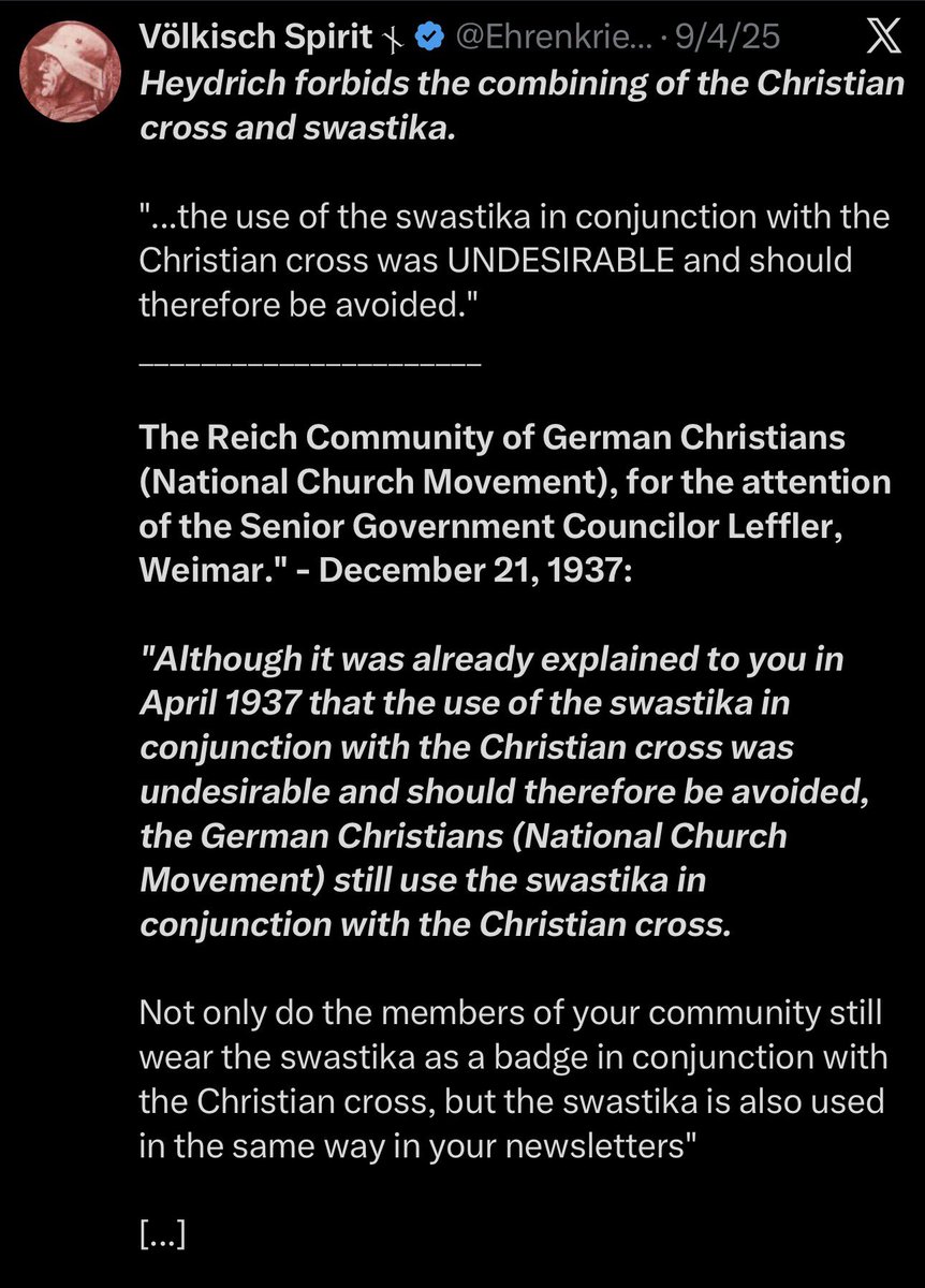 AryanFed33's tweet photo. @1927Capitan @antiochus1453 Heydrich loved Occultists, hated Christ and he celebrated Pagan holidays. Heydrich would promote me.😆 https://t.co/npZJ2a5oOS