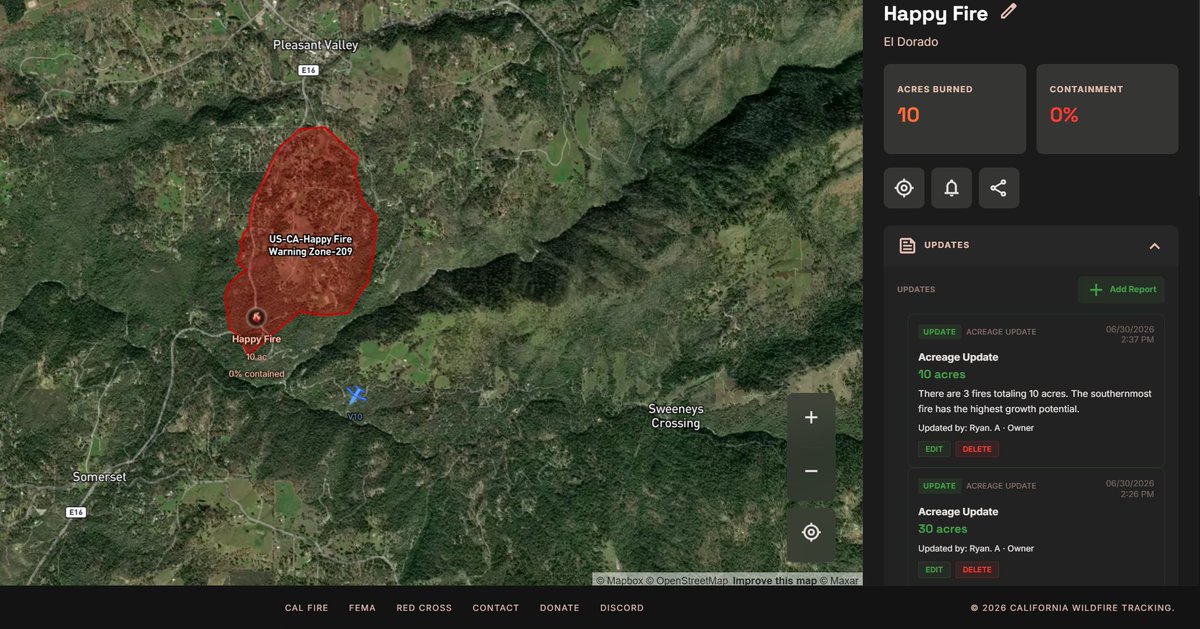 CaliFireTracker's tweet photo. This zone has since been updated to an Evacuation ORDER. #HappyFire https://t.co/TyHWSEoibR https://t.co/3jXS31ZHiM