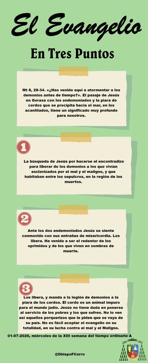 Obispofcerro's tweet photo. El Evangelio en Tres Puntos. 01-07-2026 https://t.co/ZXe2KXwuRm