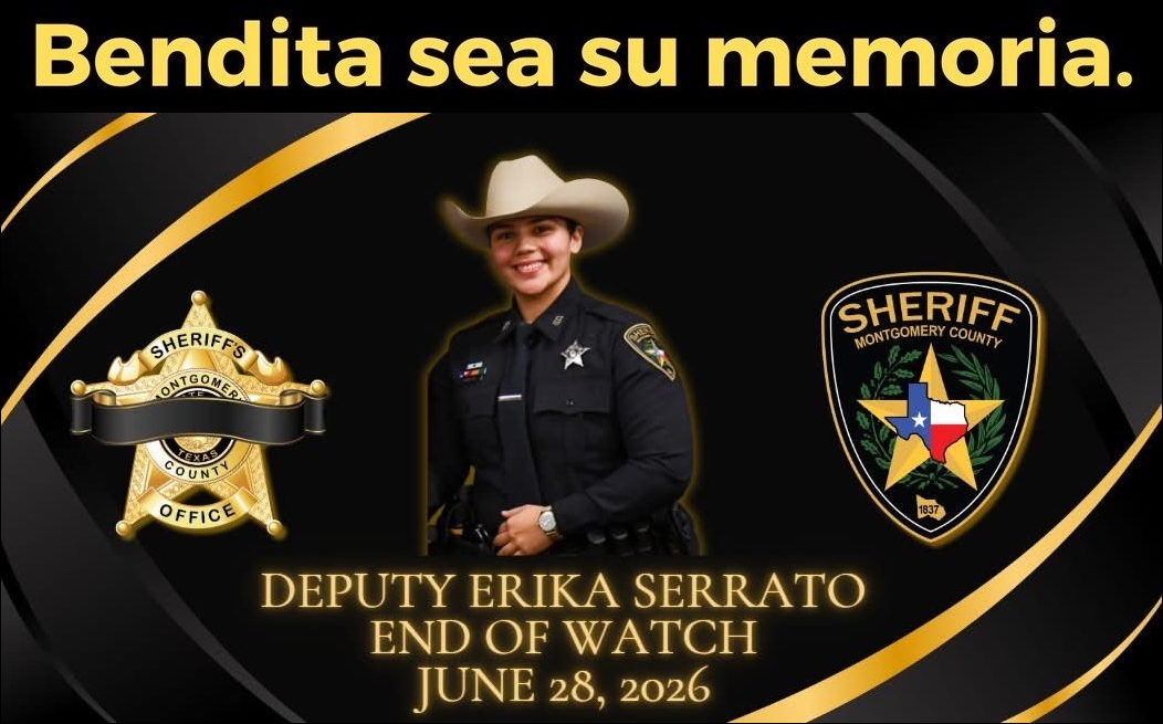 calluna2008's tweet photo. 👉🇺🇸#Homenajepóstumo a Erika Serrato, de 24 años, ayudante de la Oficina del Sheriff del #CondadodeMontgomery, #Texas, atropellada y asesinada por un camión en la madrugada del 28 de junio de 2026, en la Interestatal 45 Norte
#EstadosUnidos #EEUU #USA #BlueLivesMatter https://t.co/N3HwWUatV1