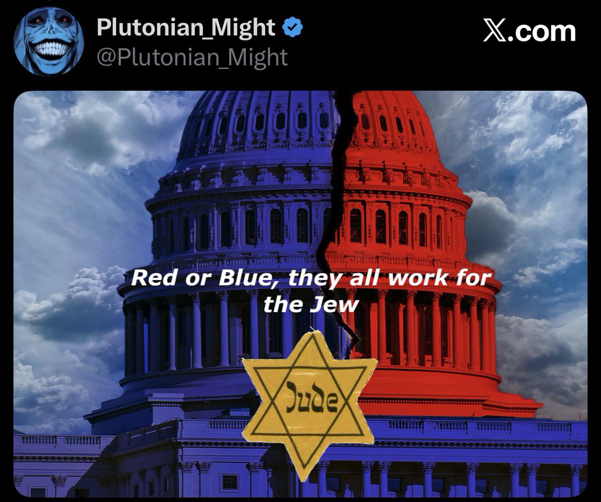 CommieGibberish's tweet photo. A bunch of women just voted that an illegal can fart out a kid and that kid is a citizen. 👩🏻‍⚖️

Your politicians just voted to merge the United States military with the military of the Pedophile War Jew colony. ✡️

If you oppose a Nationalist dictatorship to destroy this system and what it does, you’re terminal. 💀