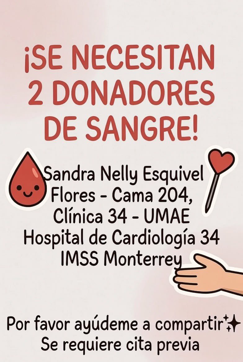 absalon78's tweet photo. Se necesitan donadores de sangre para apoyar a @MambaEsquivel. Su ayuda es importante. https://t.co/vLajihmZa2