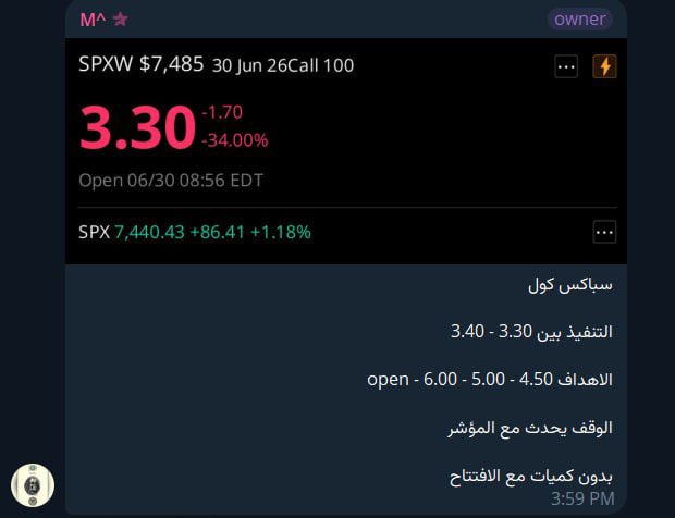 ZTH_Trading's tweet photo. السوق هو اللي يتكلم 📈
التوصية نزلت قبل الافتتاح والاهداف كانت واضحة والحمد لله تحققت زي ما هو موضح بالصور
الف مبروك لكل من التزم بالخطة والله يرزق الجميع 💚

#AAPL
#Tesla
#SPY
#SPX
#السوق_الامريكي
#سبايكس

https://t.co/oeSWtkJTgu https://t.co/1Gd0JOcauA