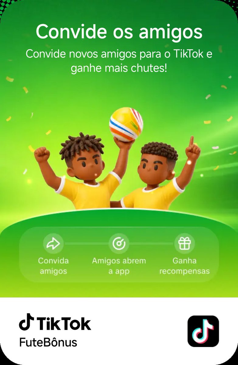 letsboraentao's tweet photo. Vem comigo no TikTok! Jogue FuteBônus e ganhe R$ 111 em recompensas! https://t.co/52ejhJ1v4h https://t.co/wrVTGyOmjt
