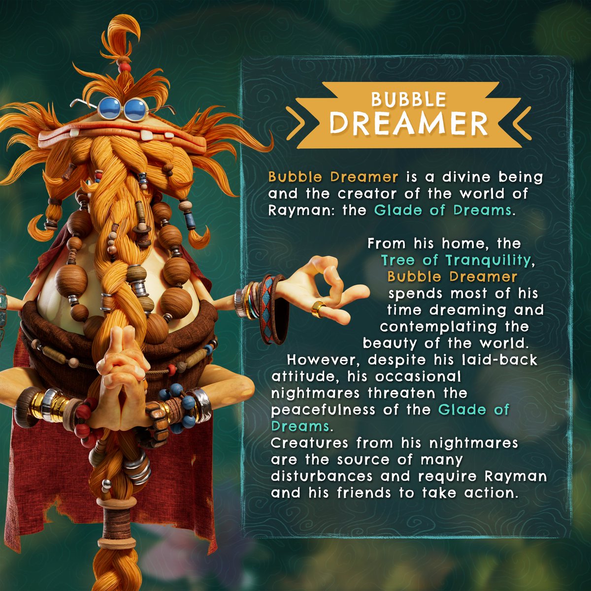 RaymanGame's tweet photo. The creator of the Glade of Dreams, Bubble Dreamer is a central character to the Rayman universe! Here's a run-down 👇 https://t.co/XBrnMqnkJK