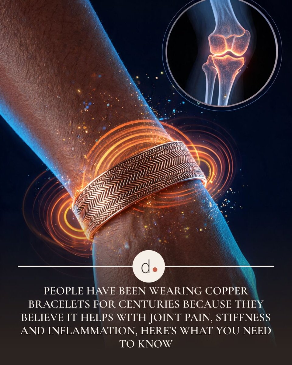 dose's tweet photo. 🔬 Copper bracelets don't actually ease joint pain.
Clinical trials show they perform no better than plastic.
The relief is placebo, not metal.
Sources: Univ. of York, PLOS ONE
#dose #Health #Arthritis https://t.co/KiwnMAqj85