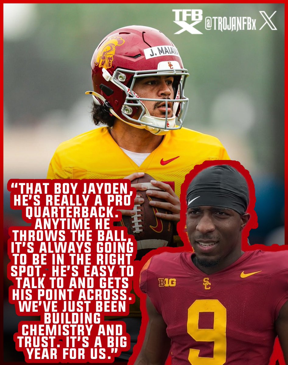 TrojanFBx's tweet photo. USC WR Terrell Anderson spoke highly of QB Jayden Maiava:

“That boy Jayden, he’s really a pro quarterback” https://t.co/yY7C5Cirhc