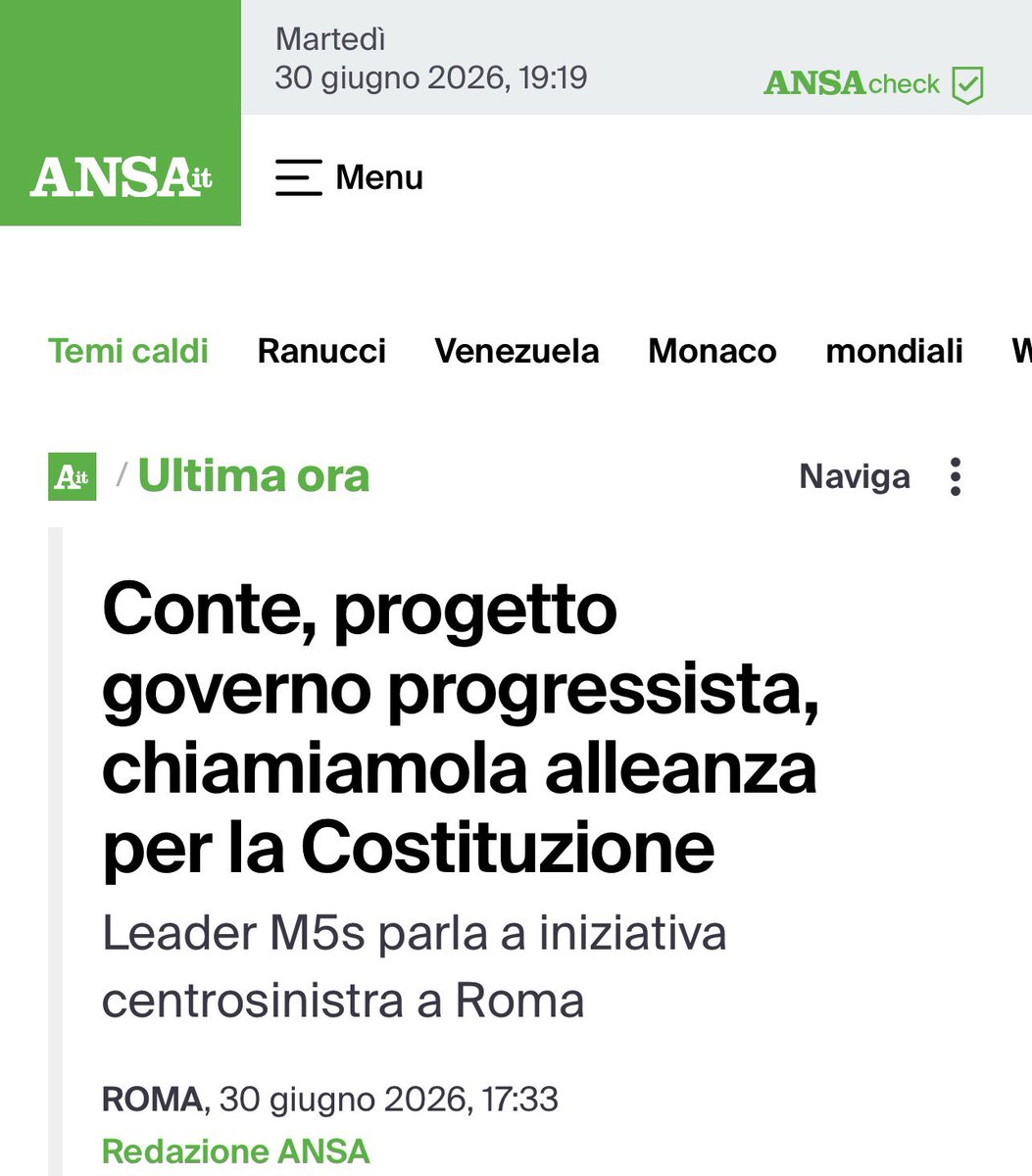 Apndp's tweet photo. Wow!
Hanno così tanti progetti che #Conte ha partorito un'ideona: il campolargo si rinomini "alleanza per la #Costituzione".🤣
Un bel modo di dissimulare il vuoto programmatico, l'impossibilità di individuare quattro proposte in croce su cui mettersi d'accordo tra loro. https://t.co/wy27vIr2E3
