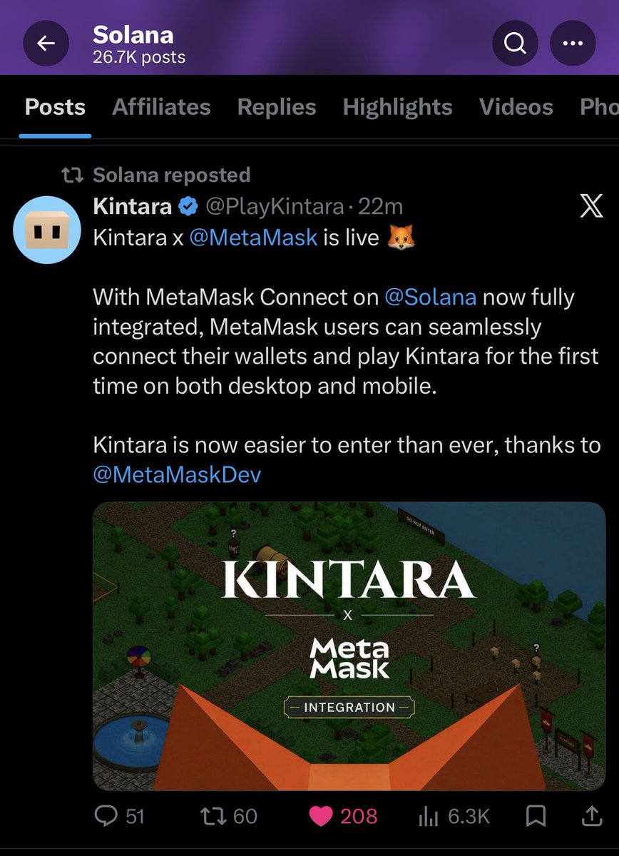 vends_'s tweet photo. Oh hello there @solana

They just reposted a @PlayKintara tweet! Thats HUGE 🔥 https://t.co/zTzsZEcdrM