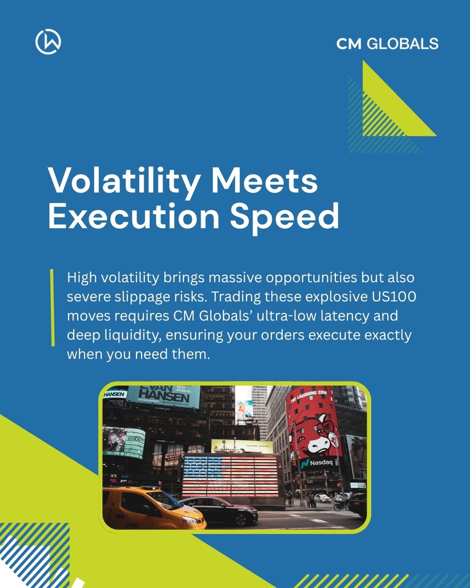 cm_globals's tweet photo. A spiking $VIX means one thing for the $US100: Extreme volatility and sudden liquidity voids. 🌪️

Don't let slippage ruin a perfect setup. Trade explosive market moves with the ultra-low latency and raw spreads at CM Globals. 
#US100 #Nasdaq #TradingTips #VIX #CMGlobals https://t.co/1zwmPybFza
