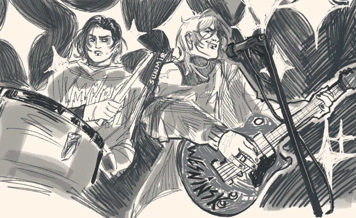 m_sunmir's tweet photo. Eu li baixista mas eu desenhei o jean baterista (my brain isn’t braining) ANYWAY fiz pq eu tava pensando nessa au a um tempinho #aftg https://t.co/mPlGyXpJIs