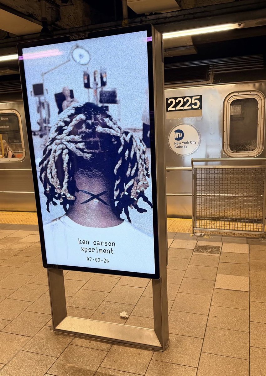 Lidesty's tweet photo. Ken Carson's 'xperiment' ad spotted at a NYC subway station 🔥 https://t.co/FVWT5tOszI