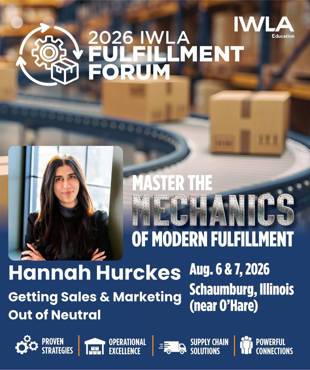 HannahHurckes's tweet photo. Excited doesn't begin to cover it. 🤍

I'm bringing "Getting Sales and Marketing Out of Neutral" to the 2026 IWLA Fulfillment Forum because logistics and fulfillment providers need this conversation more than most industries realize!

Aug. 6 &amp; 7 in Schaumburg, IL

#iwla #sales https://t.co/nMWkAzqEBJ