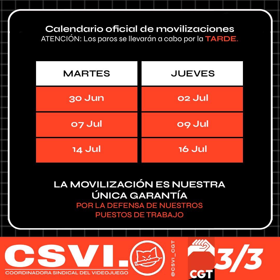 CSVI_CGT's tweet photo. El comité de empresa de Ubisoft Barcelona anuncia paros para protestar por el ERE injustificado y defender sus puestos de trabajo.

Frente a la codicia de la patronal, organización sindical. 
¡La movilización es nuestra única garantía! 🔥
#ubisoft #ere #gamedev https://t.co/uQNqcU84O8