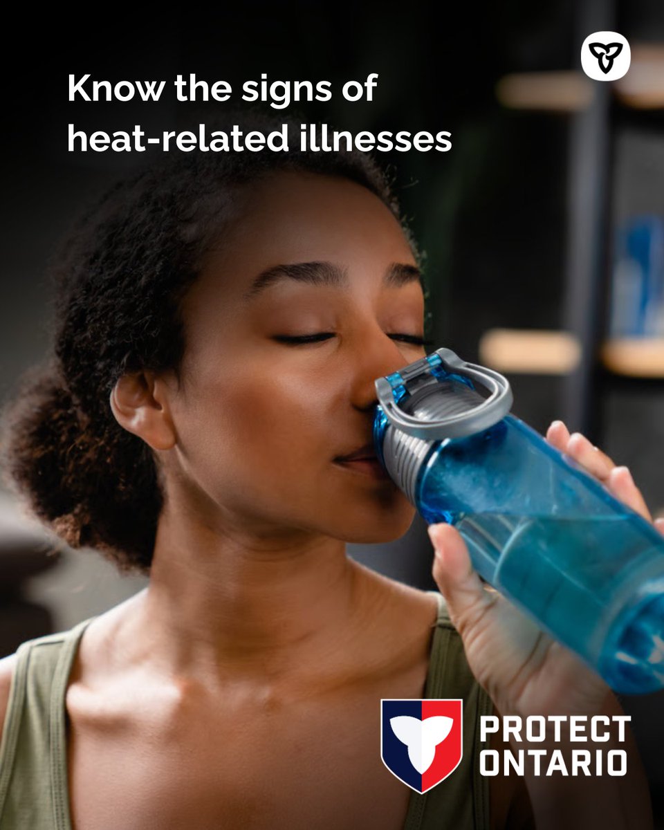 PreparedON's tweet photo. With hot temperatures across the province, stay sun-safe! If you feel dizzy, weak or overheated:
- go to a cool place
- sit or lie down
- drink water

If you don't feel better soon, seek medical help immediately. Learn more: https://t.co/u7cO7pArsW https://t.co/ZKXZqXUXdP