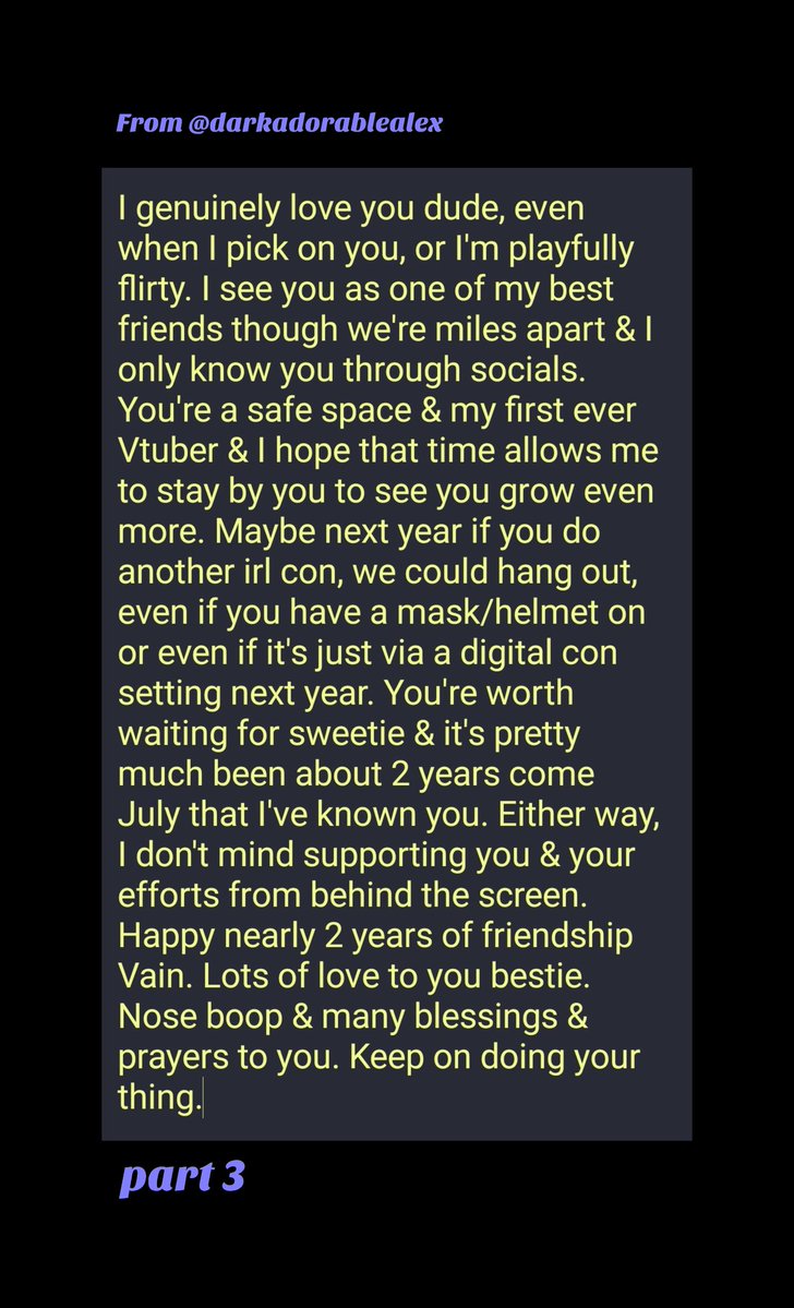 DrkAdorableAlex's tweet photo. Message for the bullman. I got all sappy but here goes. Nothing but good vibes. I'll be surprised if he reads it. #invainyt #invain #messagetoVain #bullie https://t.co/iQPUTeMu3j