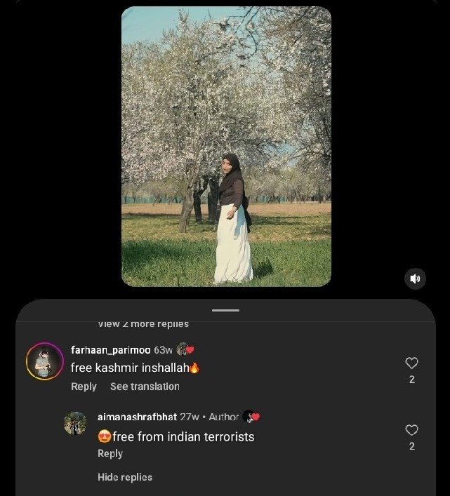 RohitInExile's tweet photo. This daughter of a neutralized Jihadi Terrorist roams across India and calls us and our honourable Army as Indian Terrorists. She calls our Kashmir as 'Indian Occupied'. How long do we have to tolerate such Jihadans in India?

Her Instagram: https://t.co/FE7jMUwk0Y https://t.co/Ah1XjoLwlC