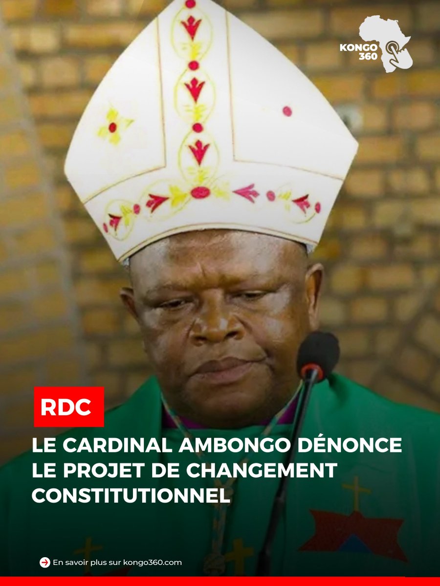 Kongo_360's tweet photo. Fridolin Ambongo : « Pensez-vous vraiment que le changement de la Constitution, avec visée d’un 3ème mandat, soit la réponse la plus adéquate au drame de ces populations congolaises ? 
La priorité de la RDC aujourd’hui c’est la paix et le bien-être social du peuple »
#CENCO #rdcongo🇨🇩 #opposition