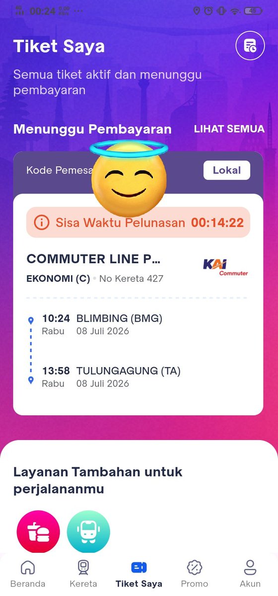 peachyoo_'s tweet photo. Aku udah pesan dan bayar tapi kenapa tiketnya ndak muncul? Dan saldo sudah kepotong 2x. Dan kursi pertama hilang saldo tidak balik. Kursi kedua harus hilang lagi? @KAI121 https://t.co/ank797coCA
