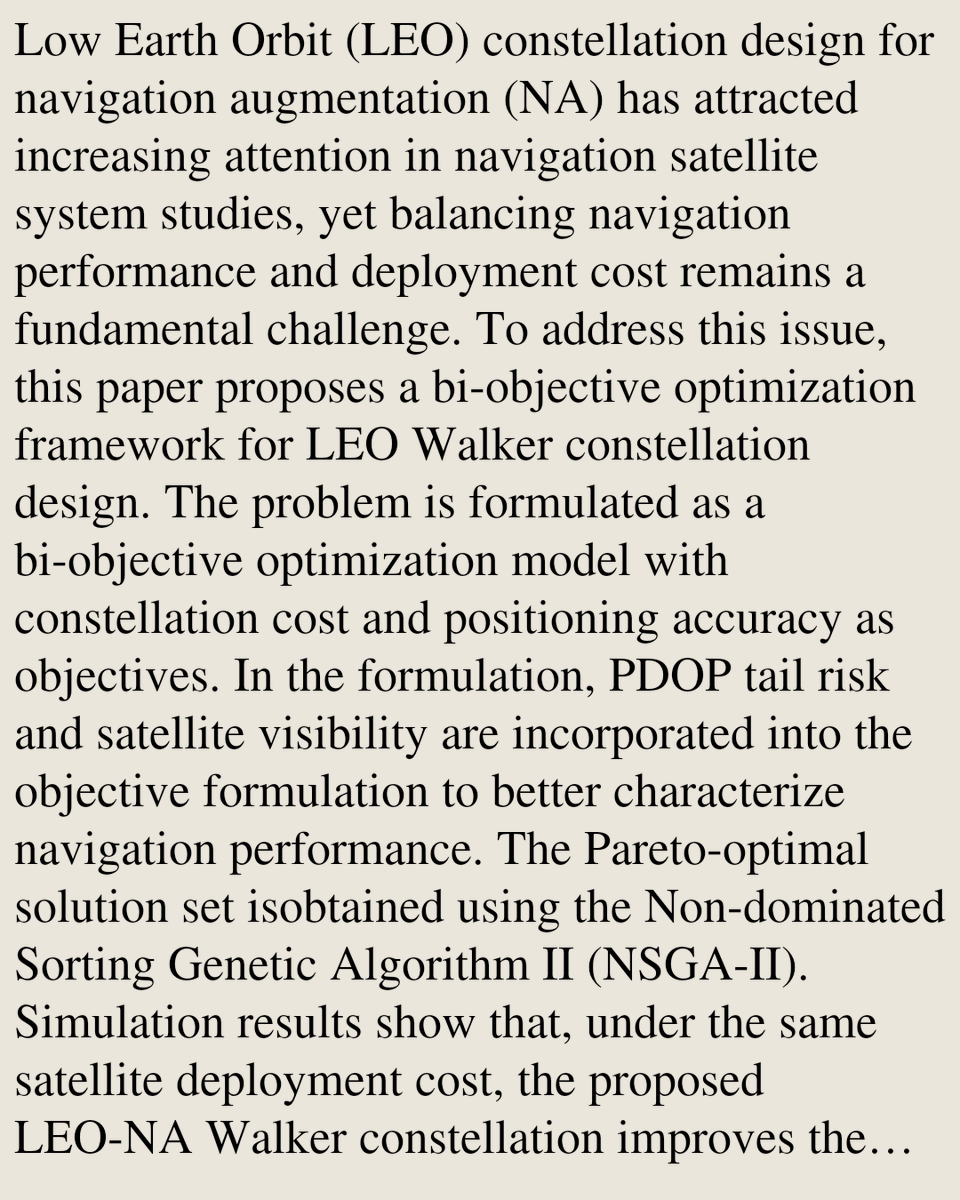 SystemsAndCtrl's tweet photo. LEO-NA Walker Constellation Design with Bi-objective Optimisation Approaches

Chun Zhang, Junhui Zhao, Zehan Liu, Xinpeng Liu, Shaoyi Xu, Xiaoming Wang
https://t.co/zjolheOdps [𝚎𝚎𝚜𝚜.𝚂𝚈] https://t.co/NAMWiUIjj1