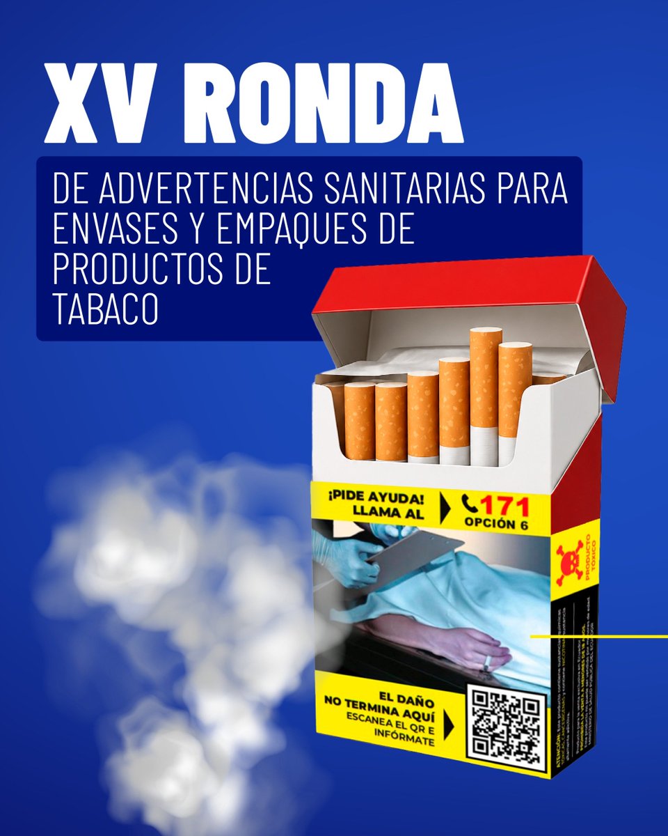 Salud_Ec's tweet photo. ⚠️ En Ecuador, el tabaquismo no solo enferma, nos quita 18 vidas por día. Como Ministerio de Salud, liderado por el Dr. @JaimeOBernabe, implementamosla XV Ronda de Advertencias para que sepas que cada cigarrillo o vapeador te resta la oportunidad de vida 🚭. https://t.co/M4xxQ9J57I