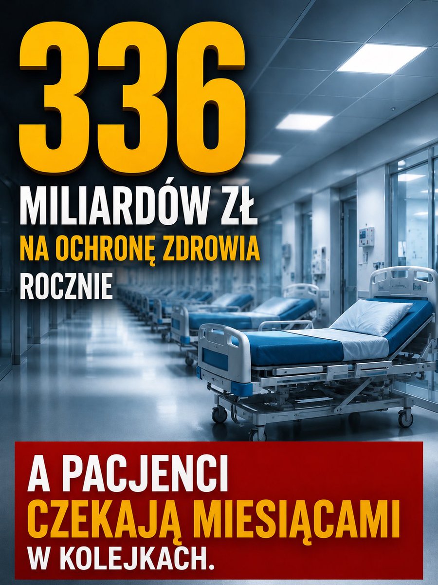 PaniNaSzpilkach's tweet photo. REKORDOWE WYDATKI. REKORDOWE KOLEJKI😡 Mamy ponad 336 miliardów złotych rocznie na ochronę zdrowia.
248 mld publicznych, 70 mld z kieszeni Polaków i 18 mld z KPO na szpitale i nowy sprzęt.
Mimo tych pieniędzy pacjenci czekają miesiącami, a całe dziedziny są dramatycznie niedofinansowane: geriatria, psychiatria dziecięca, pediatria, medycyna wewnętrzna, onkologia kliniczna.

Szpitale zamiast się uzupełniać, konkurują o tych samych specjalistów, windowując stawki na B2B. 

NIL blokuje jawność wynagrodzeń nawet dla NFZ. 

Politycy od lat boją się trudnych decyzji. 
A my, obywatele, chcemy mieć najlepszy szpital ze wszystkimi specjalizacjami w każdej gminie.

CZY TO JEST WINA LEKARZY?

ODPOWIEDZIALNOŚĆ PONOSZĄ NIL, POLITYCY I MY – OBYWATELE

Czas przestać udawać, że ten system da się dalej łatać.

#OchronaZdrowia #SystemZdrowia #ReformaZdrowia