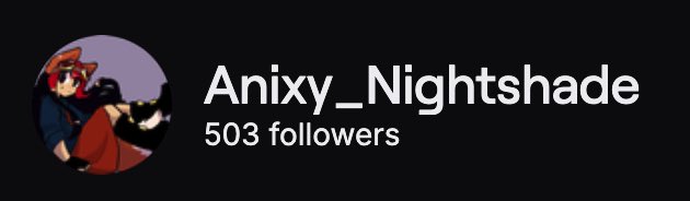anxy_nghtshade's tweet photo. If you had told little 15 yr old me when i started streaming that in less than 2 years I grew from 80 to 500 she wouldn’t believe me…

I can’t wait to continue this journey with my friends and community ❤️ 
#chat https://t.co/CVy1mABfUu