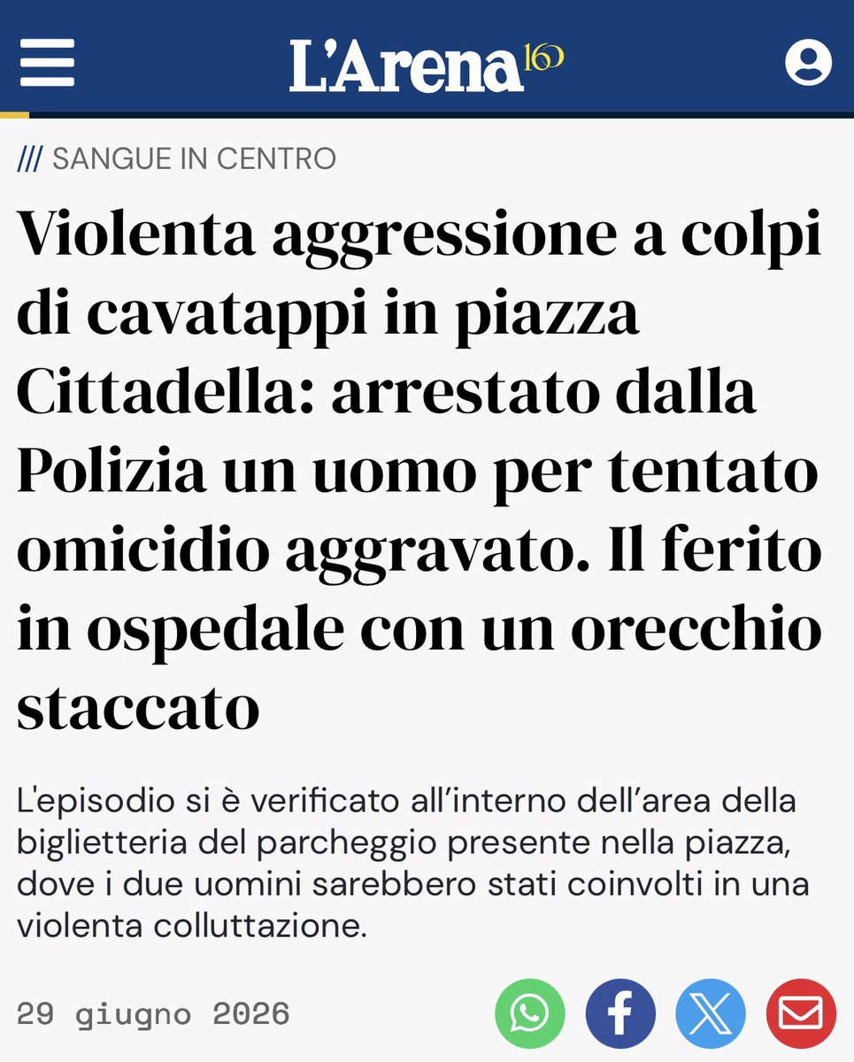 fratotolo2's tweet photo. Verona, in piazza Cittadella ormai ostaggio della criminalità d’importazione, un 40enne marocchino, già noto alle Forze dell’ordine, ha aggredito un 47enne a colpi di cavatappi, staccandogli un orecchio. https://t.co/X60PWCfxc5